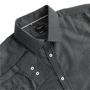 Rosso Milano Italy Modern Fit Allover Print Dress Shirt Black Blue XL 17.5